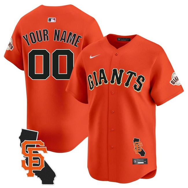 Men's San Francisco Giants ACTIVE PLAYER Custom Orange California Patch Vapor Premier Limited Stitched Jersey